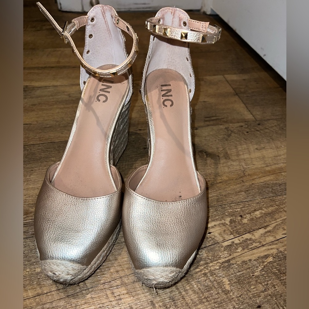 Gold INC studded wedge espadrille